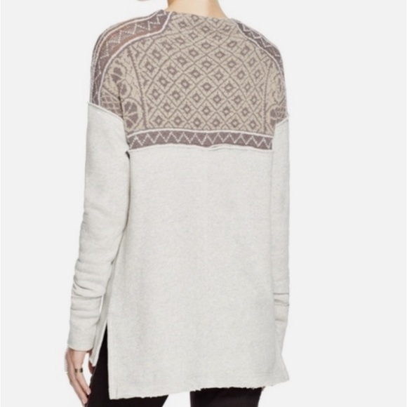 Free People Snow Bunny Fair Isle Sweater. Gray & Taupe. Size XS - Picture 2 of 11